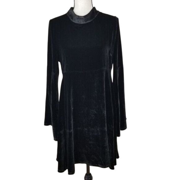 Chaser Black Velvet Mini Dress M Boho Whimsigoth Fairy Witchy Renfair NEW - Picture 2 of 10